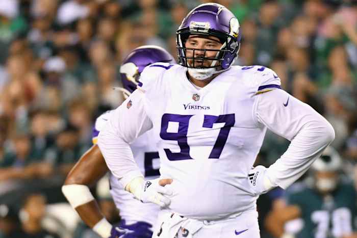 Philadelphia, Pennsylvania, USA; Minnesota Vikings defensive tackle Harrison Phillips (97) against the Philadelphia Eagles at Lincoln Financial Field.